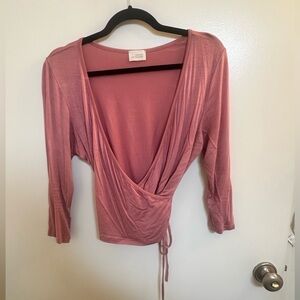 Caution To The Wind  Long Sleeve Wrap Top